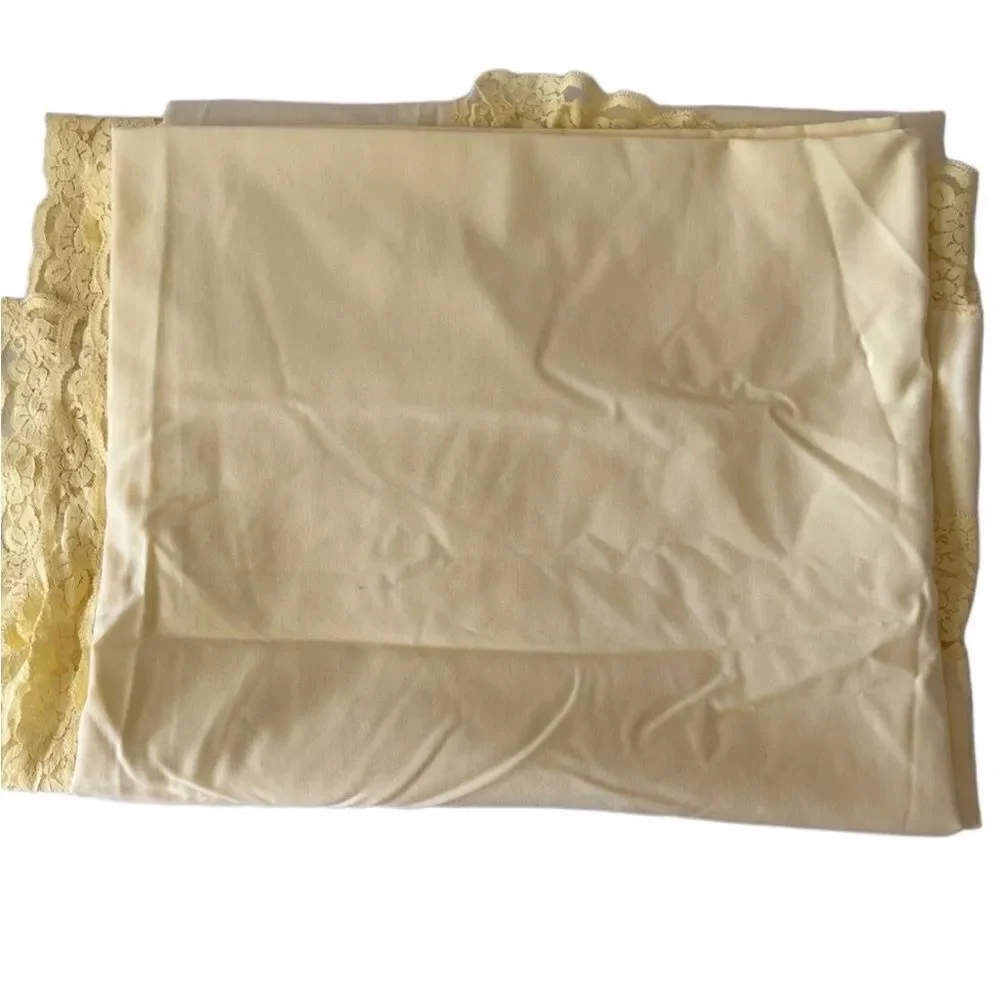Vintage Linen & Lace Yellow Tablecloth